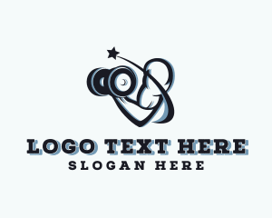 Physical - Muscle Arm Dumbbell logo design