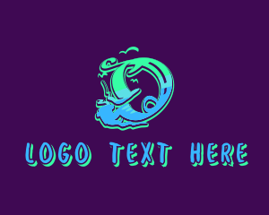 Teenager - Neon Graffiti Art Letter O logo design