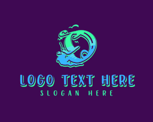 Teen - Neon Graffiti Letter O logo design
