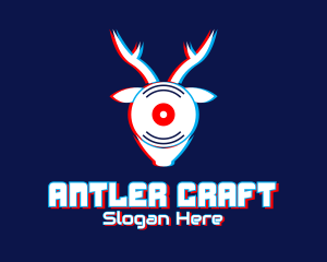 Glitch Deer Antler Disc logo design