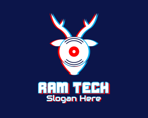 Glitch Deer Antler Disc logo design