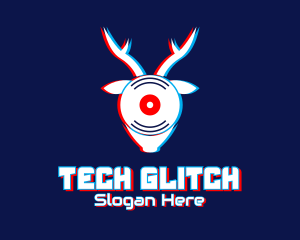 Glitch Deer Antler Disc logo design