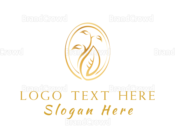 Golden Leaves Plant Logo