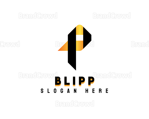 ELegant Foil Origami Ribbon Letter P Logo