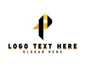 Company - ELegant Foil Origami Ribbon Letter P logo design