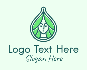 Hair Salon - Green Natural Lady logo design