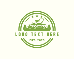 Lawn Mower Field Landscaping Logo