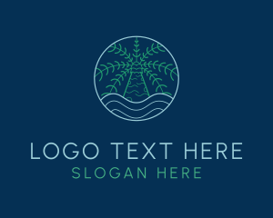 Monoline - Palm Tree Ocean Nature logo design