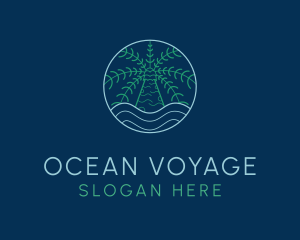 Palm Tree Ocean Nature logo design