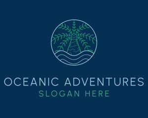 Palm Tree Ocean Nature logo design