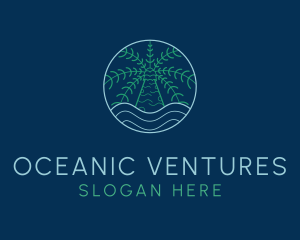 Palm Tree Ocean Nature logo design