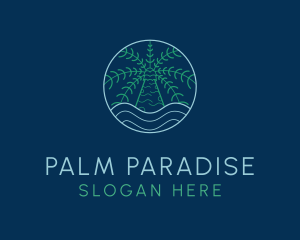 Palm Tree Ocean Nature logo design