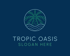 Palm Tree Ocean Nature logo design