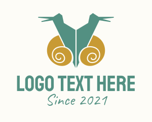 Land Snail - Twin Snail Silhouette logo design