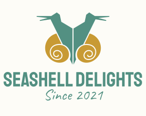 Seashell - Twin Snail Silhouette logo design