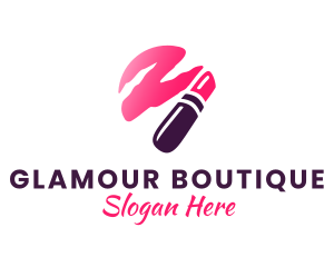 Glamour - Pink Beauty Lipstick logo design