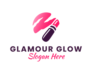 Glamour - Pink Beauty Lipstick logo design