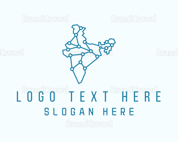 Technology India Map Logo