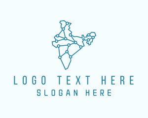 Cyberspace - Technology India Map logo design