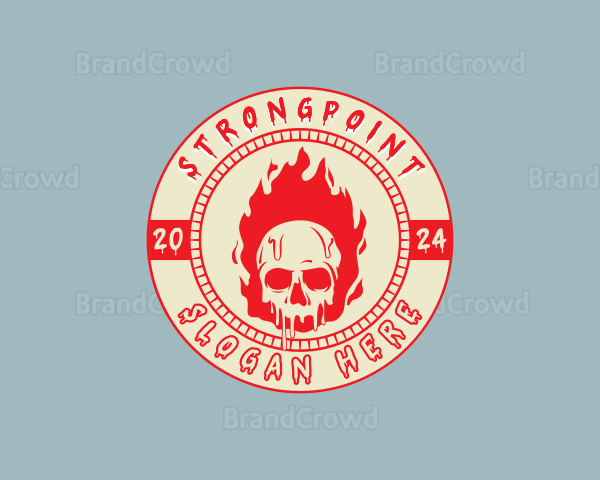 Flaming Skull Fire Logo
