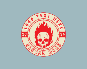 Melting - Flaming Skull Fire logo design