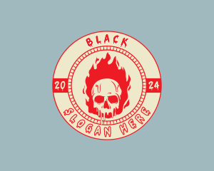 Tattoo - Flaming Skull Fire logo design