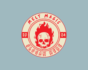 Melt - Flaming Skull Fire logo design