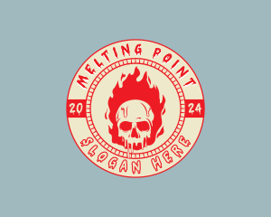 Melting - Flaming Skull Fire logo design