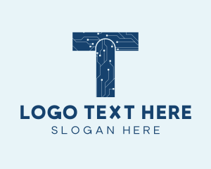 Data Technology Letter T logo design