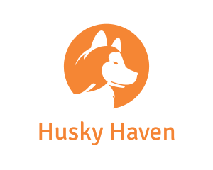 Husky - Orange Dog Circle logo design