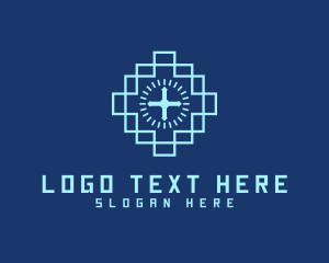 Religious - Blue Worship Cross logo design