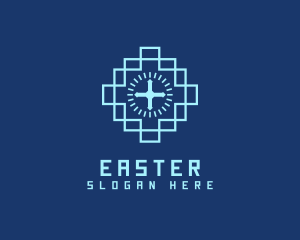 Blue Worship Cross Logo