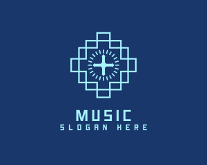Biblical - Blue Worship Cross logo design