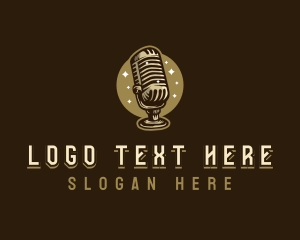 Mic - Retro Podcast Microphone logo design