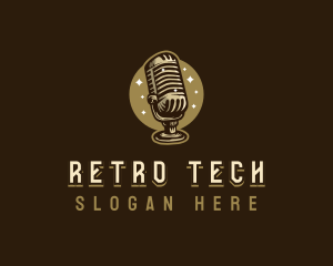 Retro Podcast Microphone logo design