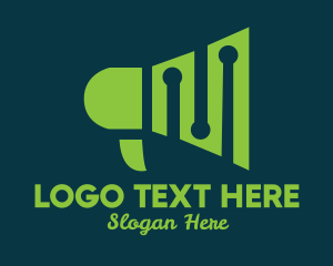 Speech - Green Megaphone Equalizer logo design