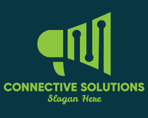 Communicate - Green Megaphone Equalizer logo design