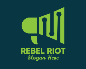 Protest - Green Megaphone Equalizer logo design