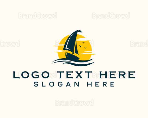 Ocean Boat Sailing Logo