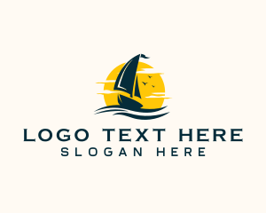 Ocean Boat Sailing Logo