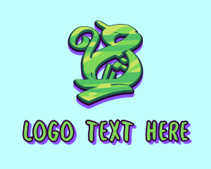 Music Label - Green Graffiti Art Number 8 logo design