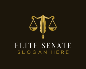 Senate - Quill Justice Scale Pen logo design