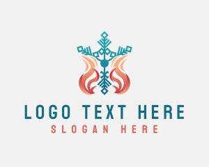 Temperature - Flame Snowflake Heating System logo design