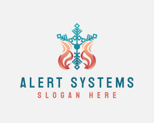 Flame Snowflake Heating System logo design