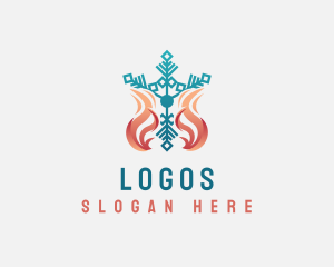 Heating - Flame Snowflake Heating System logo design