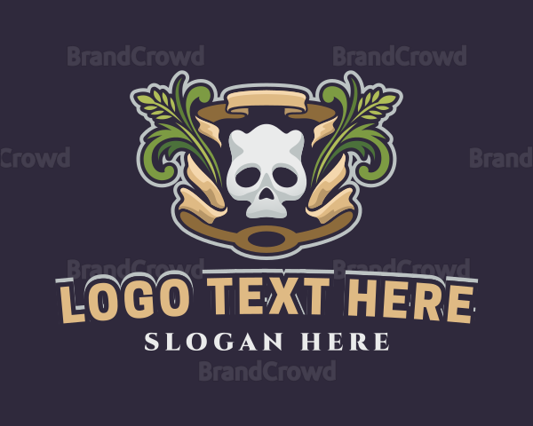 Ornamental Wreath Skull Gaming Logo