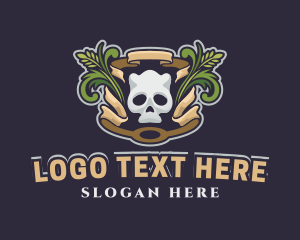 Game Streamer - Ornamental Wreath Skull Gaming logo design