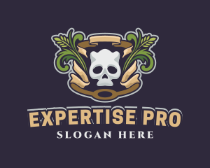 Ornamental Wreath Skull Gaming logo design