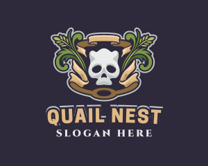 Ornamental Wreath Skull Gaming logo design