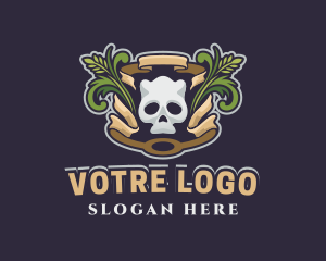 Clan - Ornamental Wreath Skull Gaming logo design